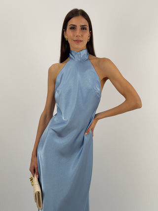 Abito Lungo Halter Azzurro
