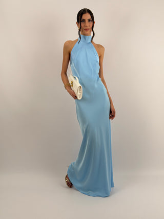Abito Lungo Halter Azzurro