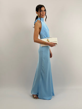 Abito Lungo Halter Azzurro