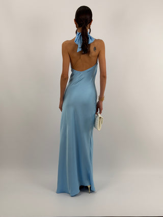 Abito Lungo Halter Azzurro