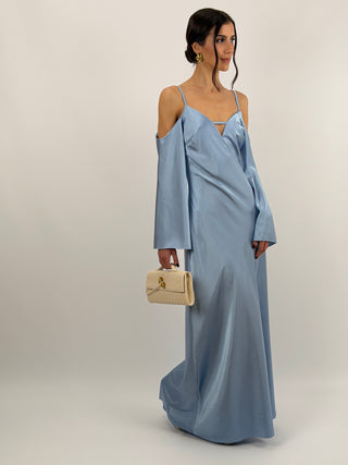 Abito Lungo con Spalle Scoperte Azzurro