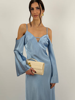 Abito Lungo con Spalle Scoperte Azzurro