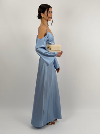 Abito Lungo con Spalle Scoperte Azzurro