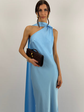 Abito Lungo Monospalla Azzurro