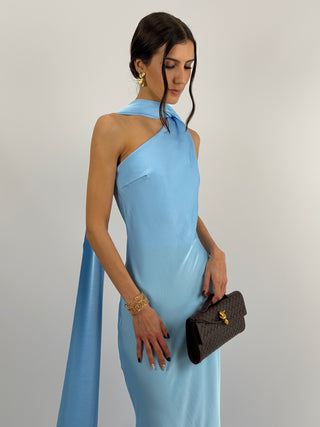 Abito Lungo Monospalla Azzurro