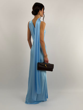 Abito Lungo Monospalla Azzurro