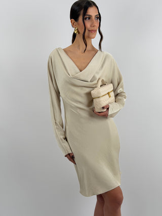 Abito Corto Satin Beige