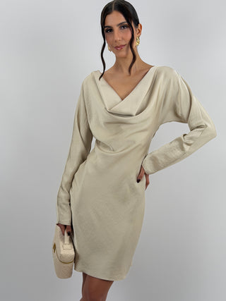 Abito Corto Satin Beige