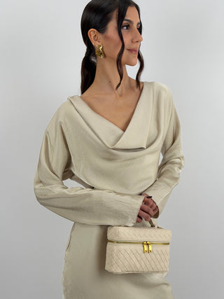 Abito Corto Satin Beige