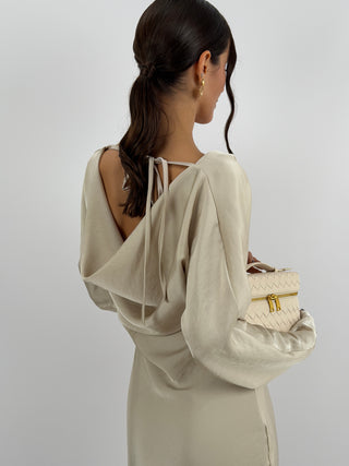 Abito Corto Satin Beige