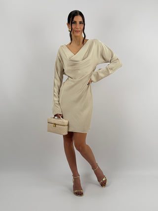 Abito Corto Satin Beige