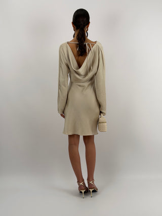 Abito Corto Satin Beige