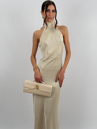 Abito Lungo Halter Beige