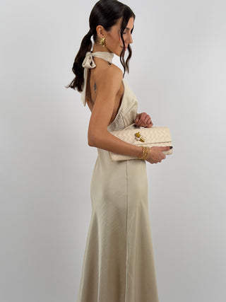 Abito Lungo Halter Beige