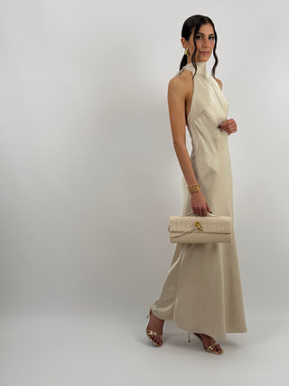 Abito Lungo Halter Beige