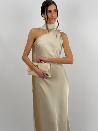 Abito Lungo Monospalla Beige