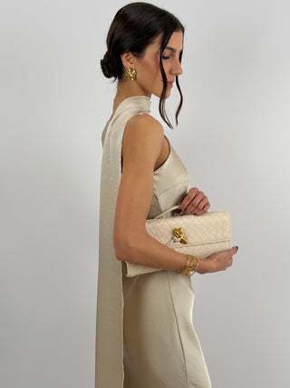 Abito Lungo Monospalla Beige