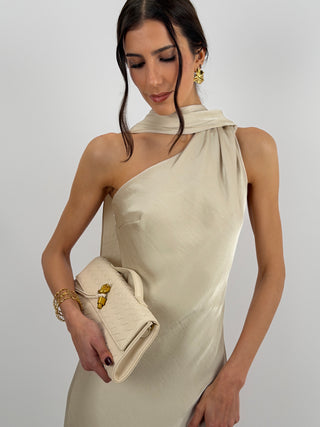 Abito Lungo Monospalla Beige