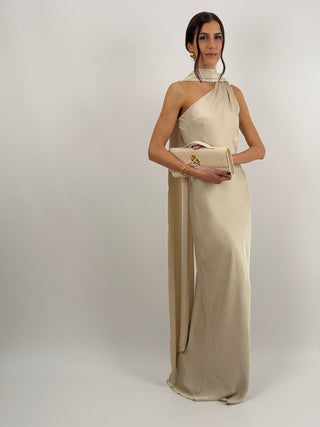 Abito Lungo Monospalla Beige