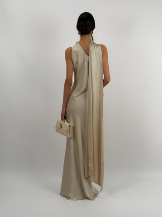 Abito Lungo Monospalla Beige