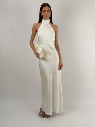 Abito Lungo Halter Bianco