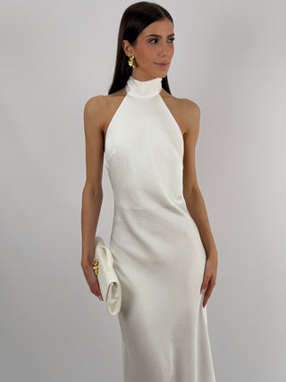 Abito Lungo Halter Bianco