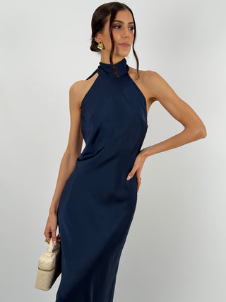 Abito Lungo Halter Blu