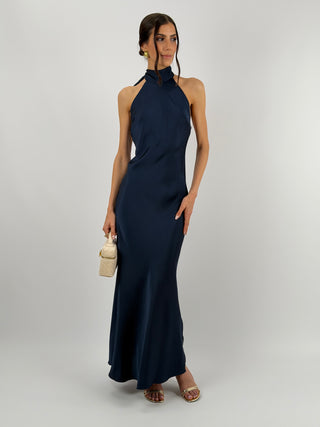 Abito Lungo Halter Blu