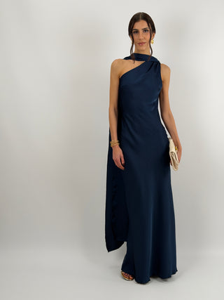 Abito Lungo Monospalla Blu