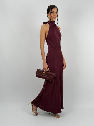 Abito Lungo Halter Burgundy