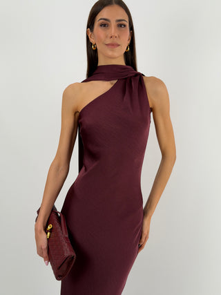 Abito Lungo Monospalla Burgundy