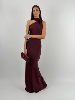 Abito Lungo Monospalla Burgundy