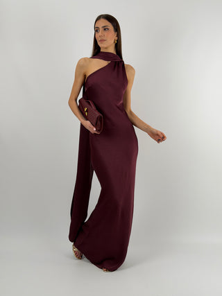 Abito Lungo Monospalla Burgundy