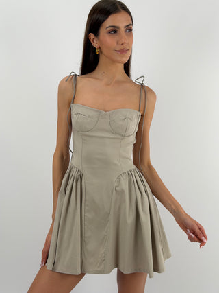 Abito Corto con Lacci Beige