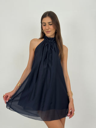 Abito Corto Halter Blu