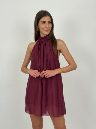 Abito Corto Halter Bordeaux