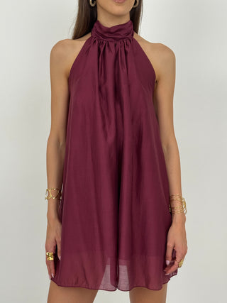 Abito Corto Halter Bordeaux