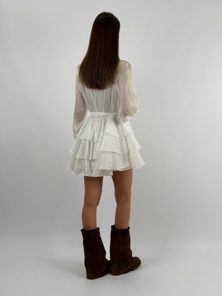 Abito Corto in Chiffon Bianco