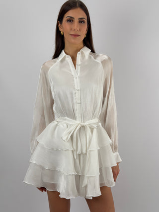 Abito Corto in Chiffon Bianco