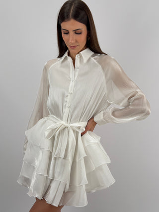 Abito Corto in Chiffon Bianco