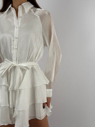 Abito Corto in Chiffon Bianco