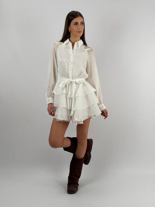 Abito Corto in Chiffon Bianco