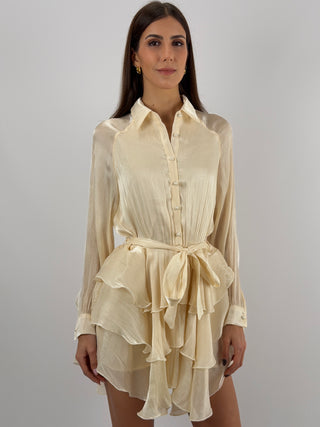 Abito Corto in Chiffon Crema