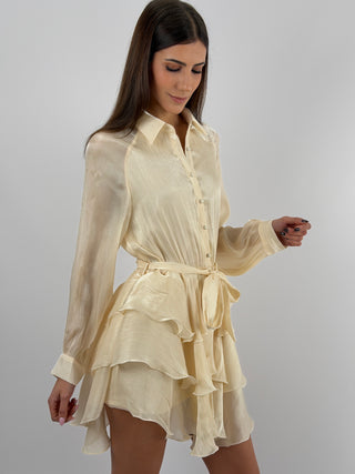 Abito Corto in Chiffon Crema