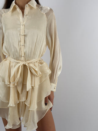 Abito Corto in Chiffon Crema