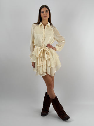Abito Corto in Chiffon Crema