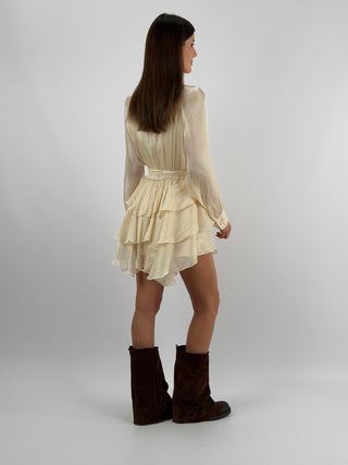 Abito Corto in Chiffon Crema