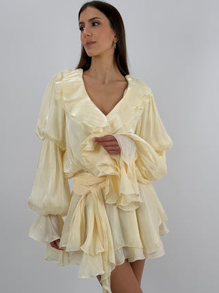 Abito con Volant Crema