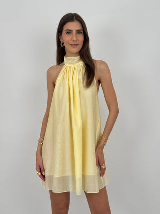 Abito Corto Halter Giallo