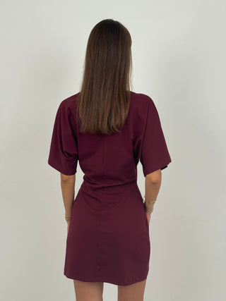 Abito Corto in Jersey Bordeaux
